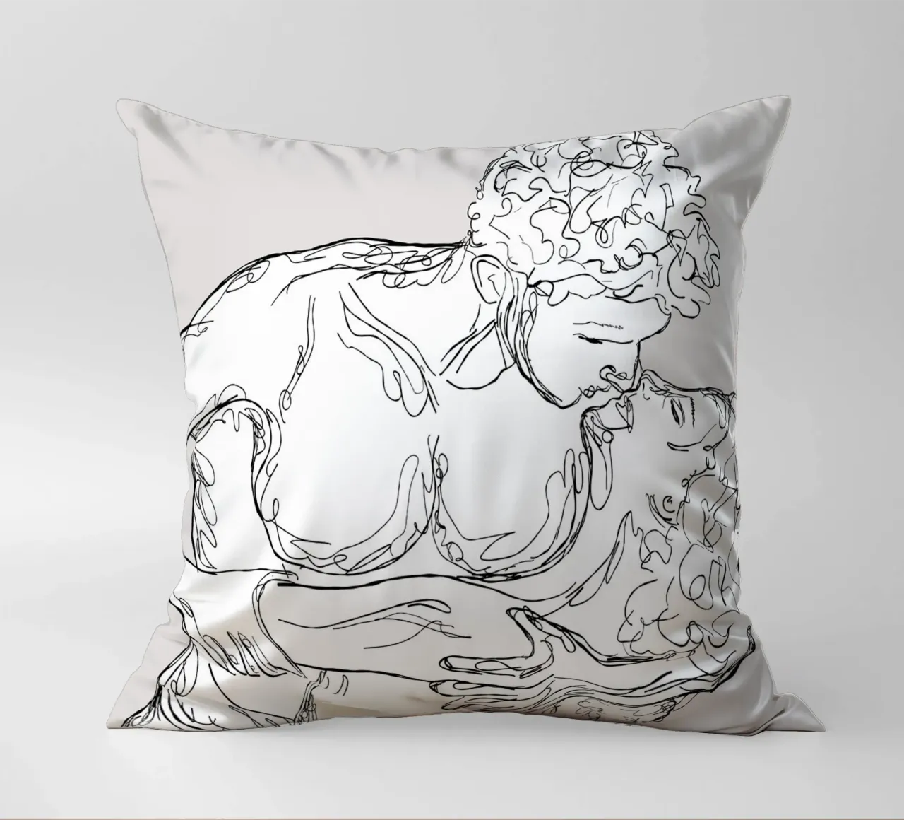 A kiss - Linienzeichnung - Line Art Akt Beige cuscino da Esther Filu