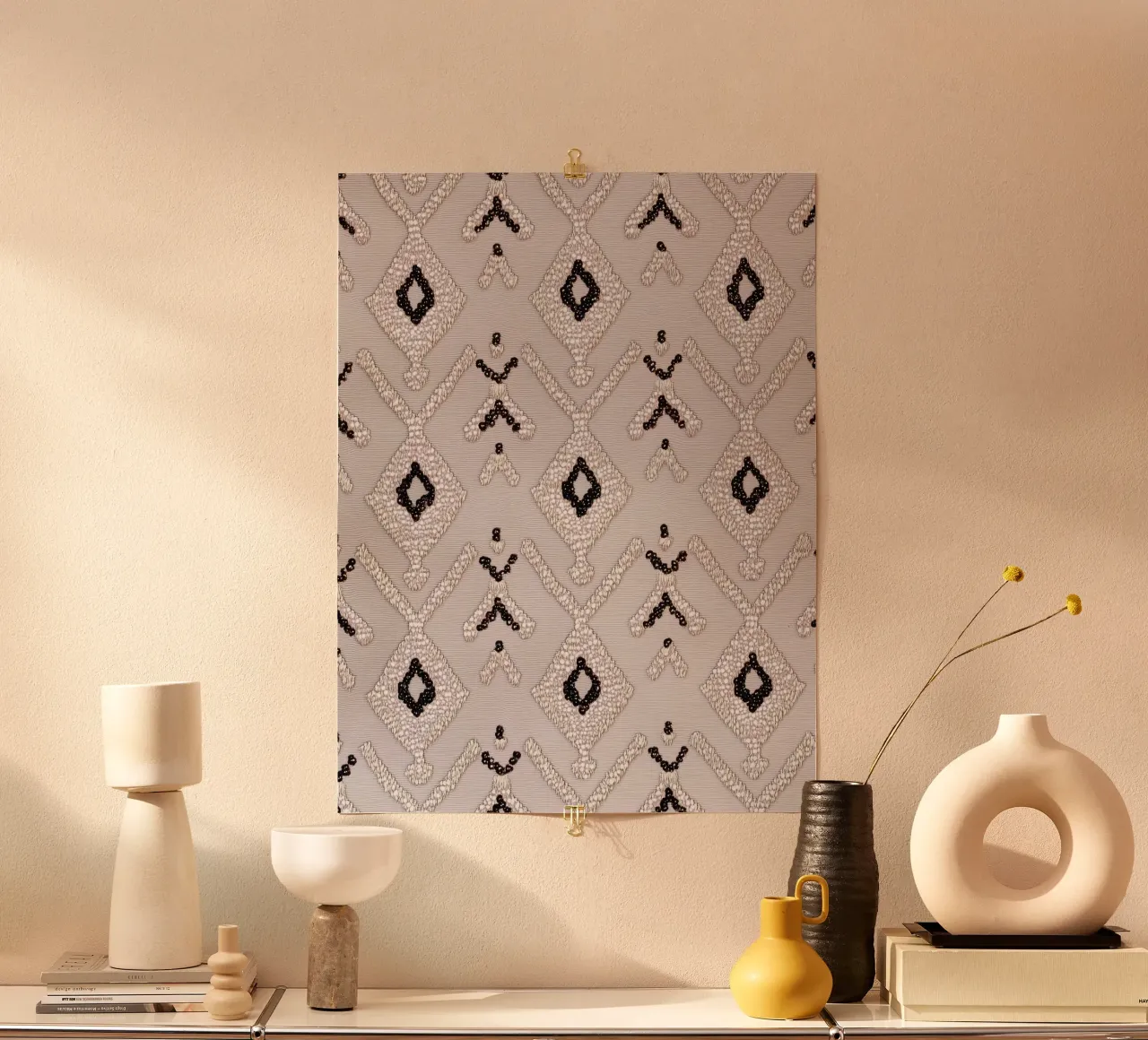 Stylish boho pattern poster with aluminum frame by Carinaprint
