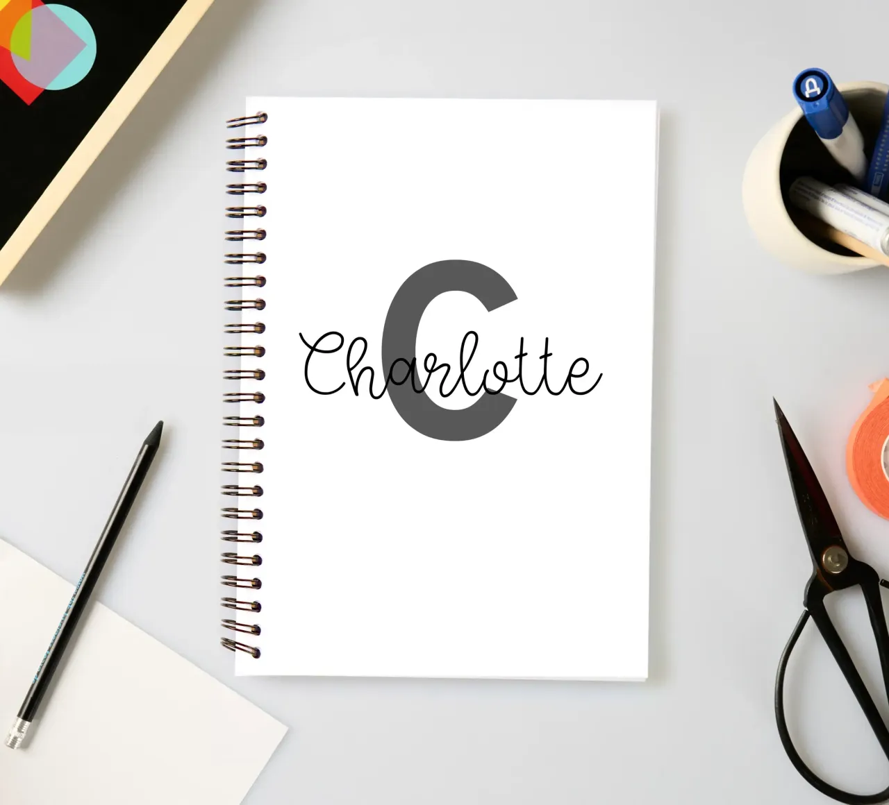 Personalisiertes Monogramm Benutzerdefinierter Name Ringbuch von Personalized Art