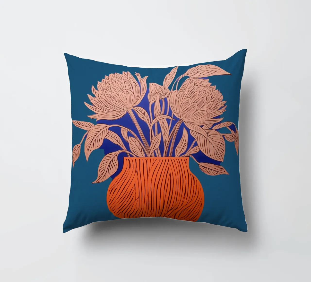 Blue flowers joy decorative cushion by Carinaprint