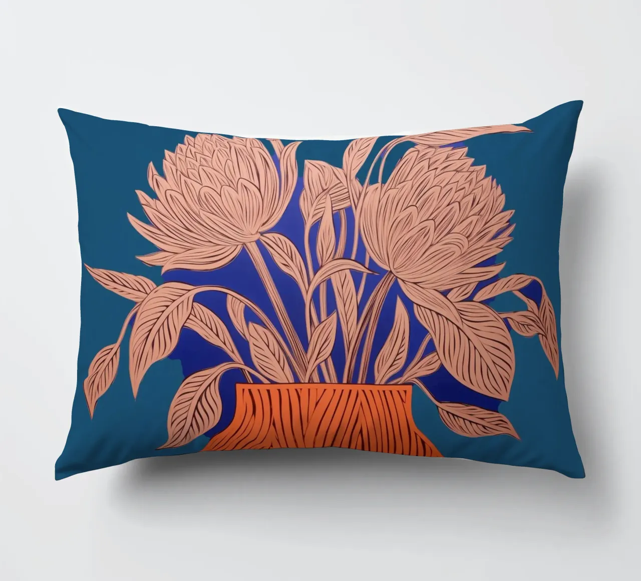 Blue flowers joy decorative cushion by Carinaprint