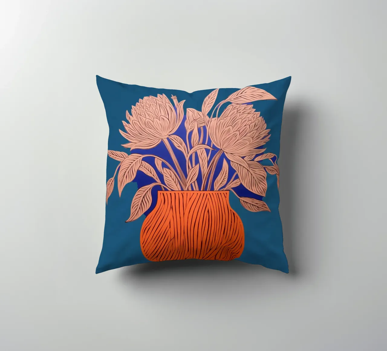 Blue flowers joy decorative cushion by Carinaprint