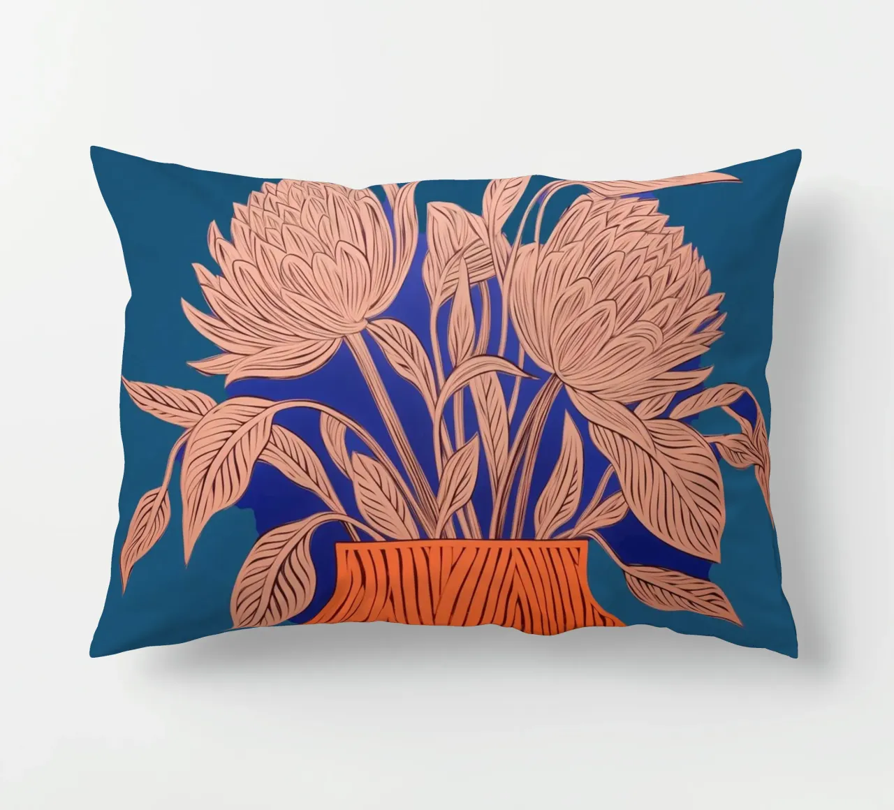 Blue flowers joy decorative cushion by Carinaprint