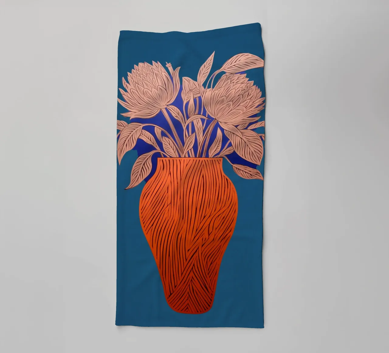Blue flowers joy towel by Carinaprint