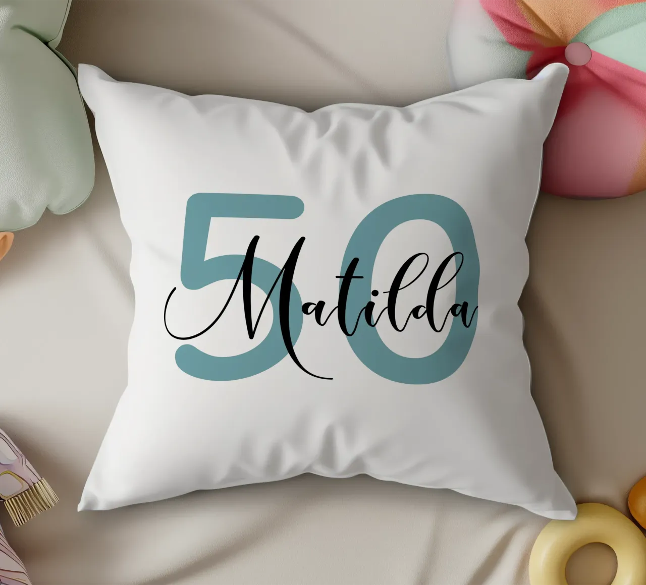 Personalized Age and Name Custom Birthday decorative cushion by Personalized Art