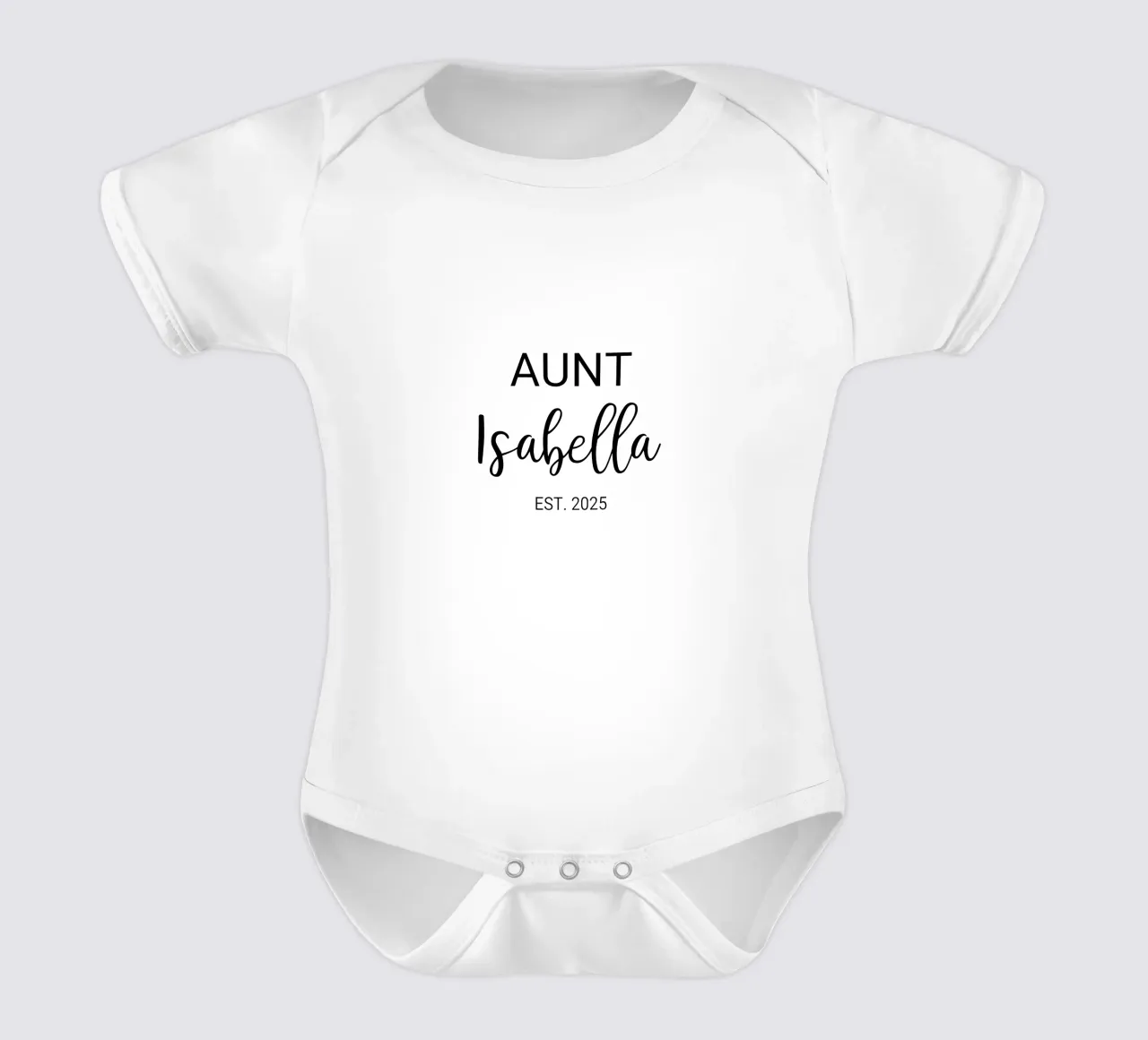 Personalisierte Tante Name Geburt Ankündigung Kurzarm Babybody von Personalized Art