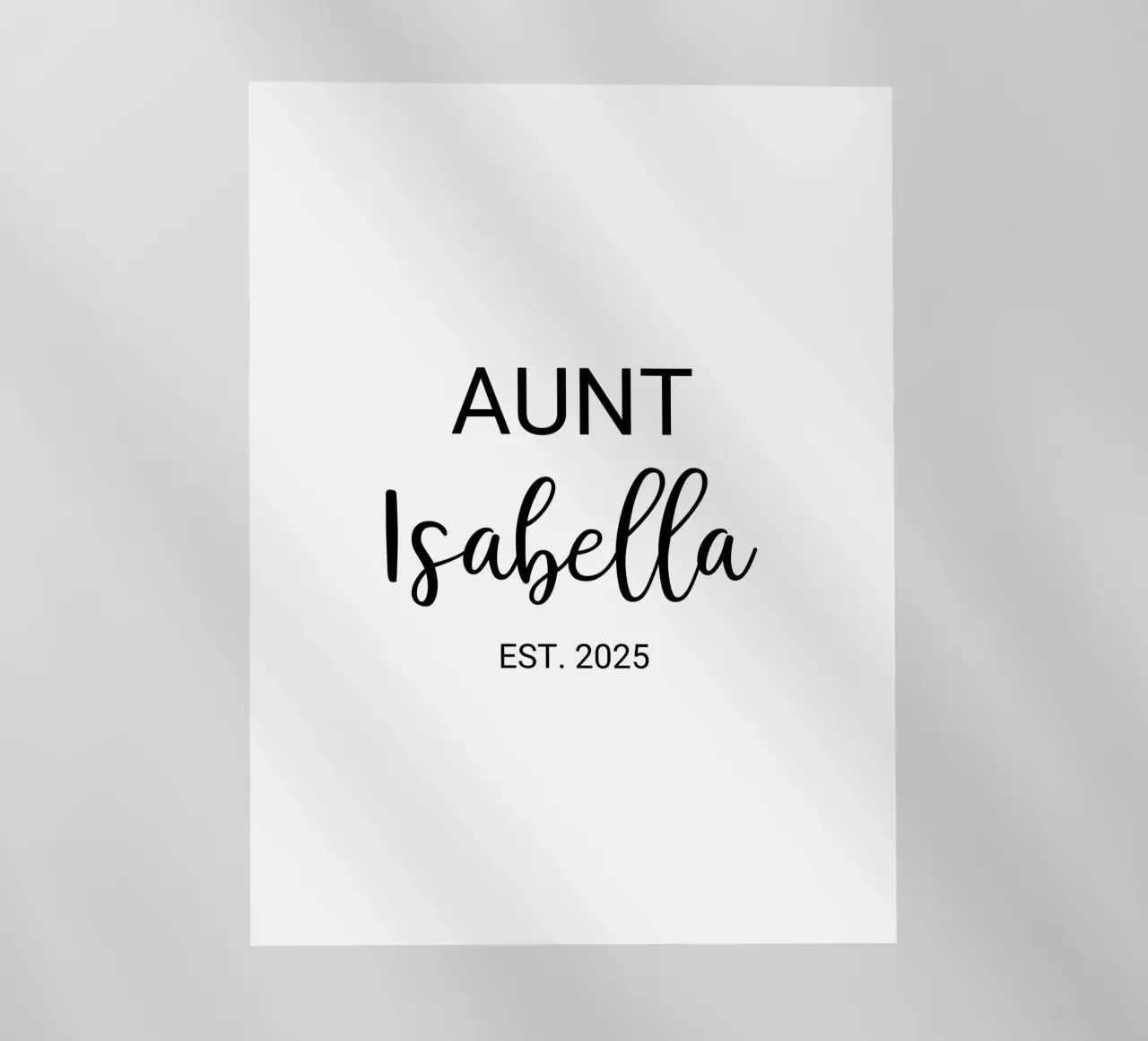 Personalisierte Tante Name Geburt Ankündigung Backlit Folie von Personalized Art