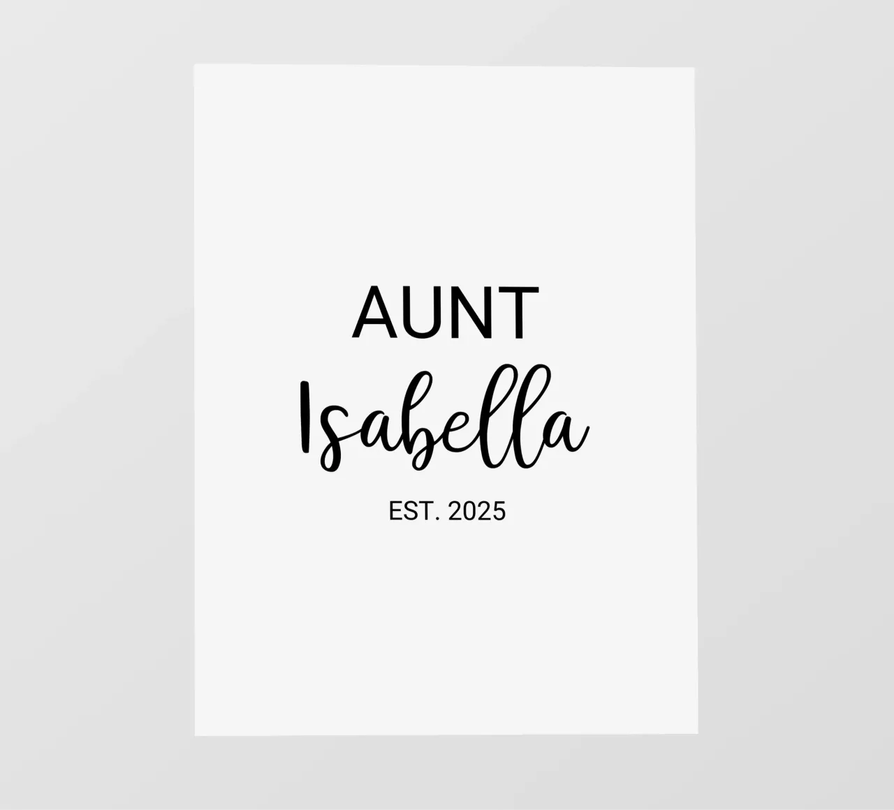 Personalisierte Tante Name Geburt Ankündigung Backlit Folie von Personalized Art
