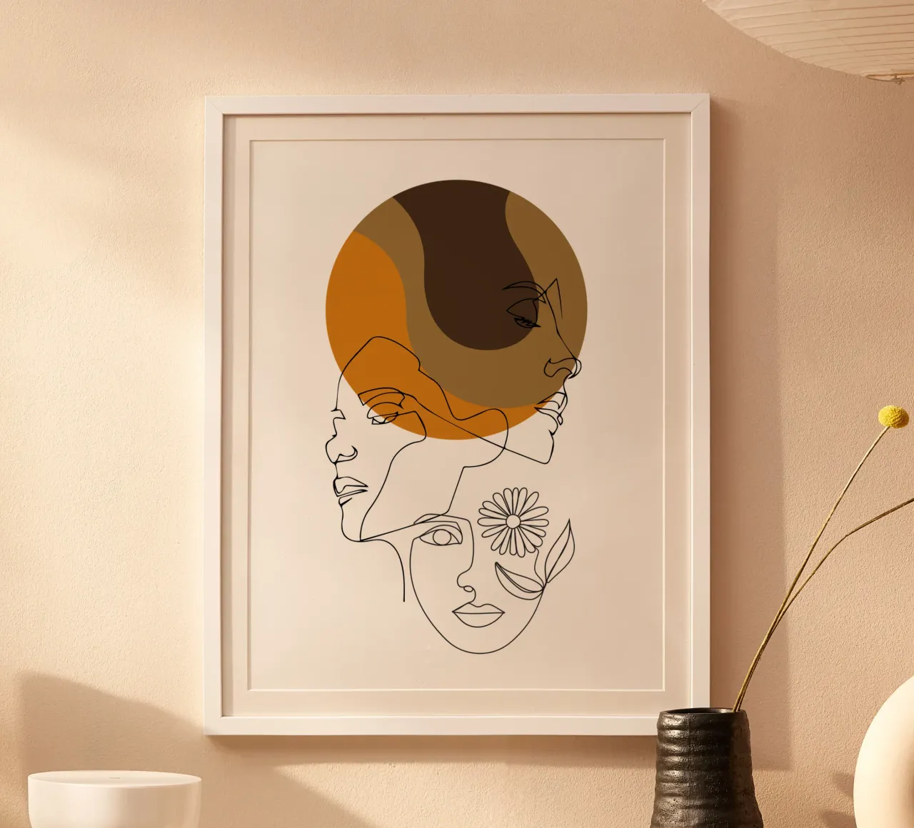 Linea moderna e minimalista del volto umano poster con telaio in alluminio da YSV MINIMALIST