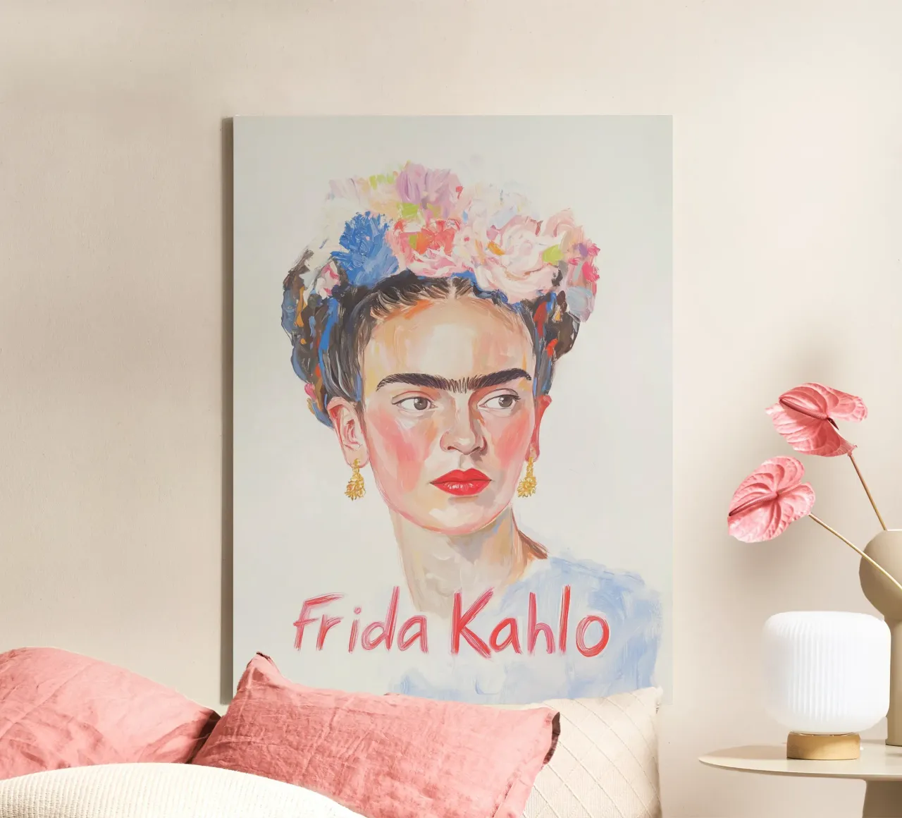 Pastel colour art with Frida canvas with Floater frame by Carinaprint
