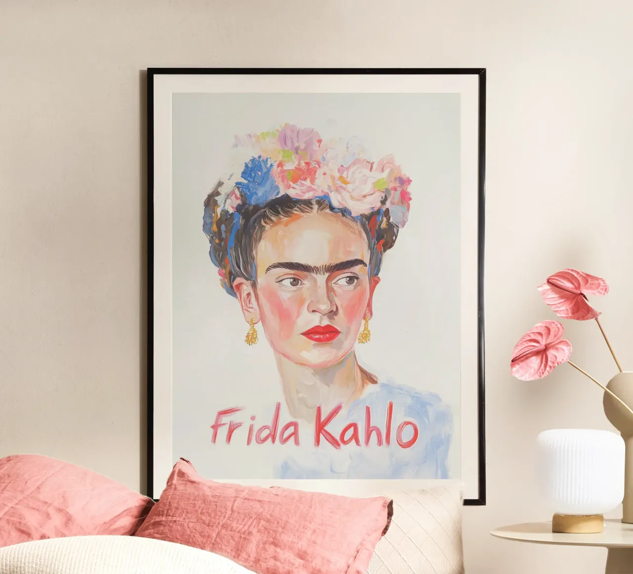 Arte a colori pastello con Frida poster da Carinaprint