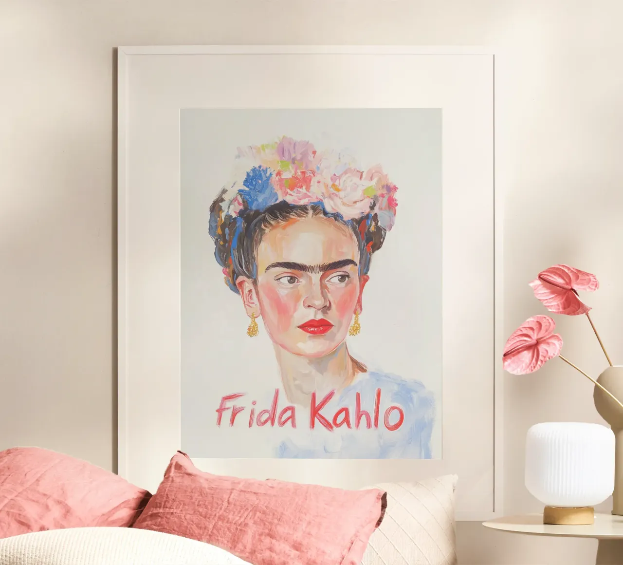 Arte a colori pastello con Frida poster da Carinaprint