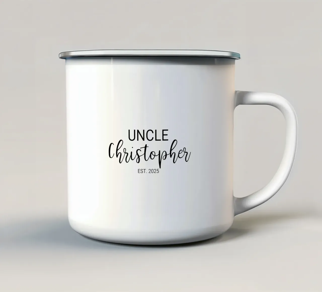 Personalisierte Onkel Name Geburt Annoucement Emaille Tasse von Personalized Art