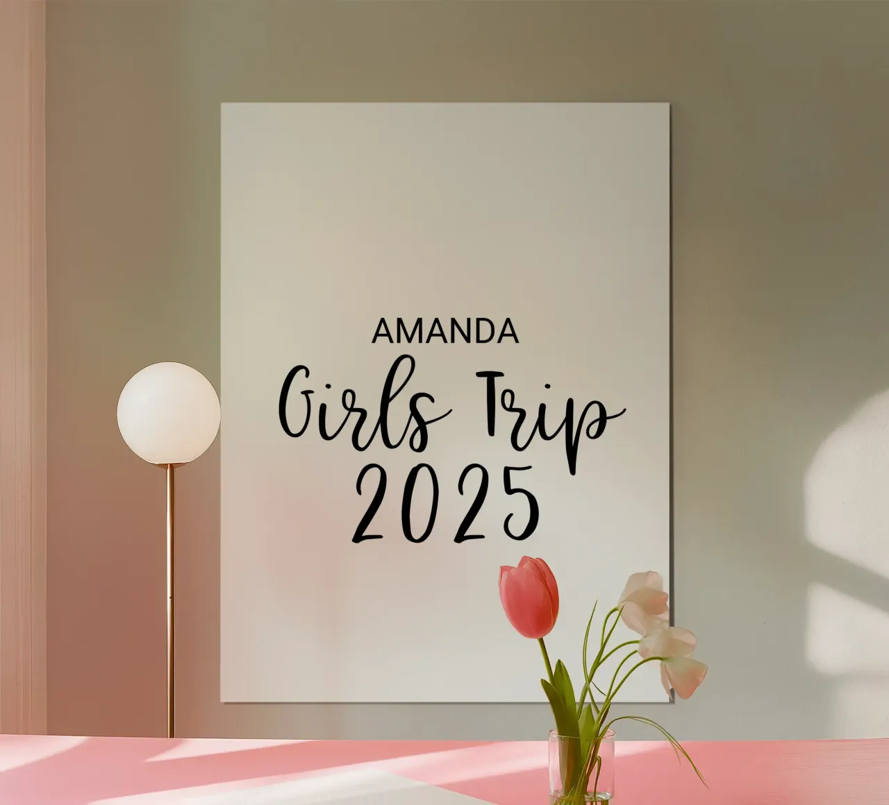 Personalized Girls Trip poster with wooden frame by Personalized Art