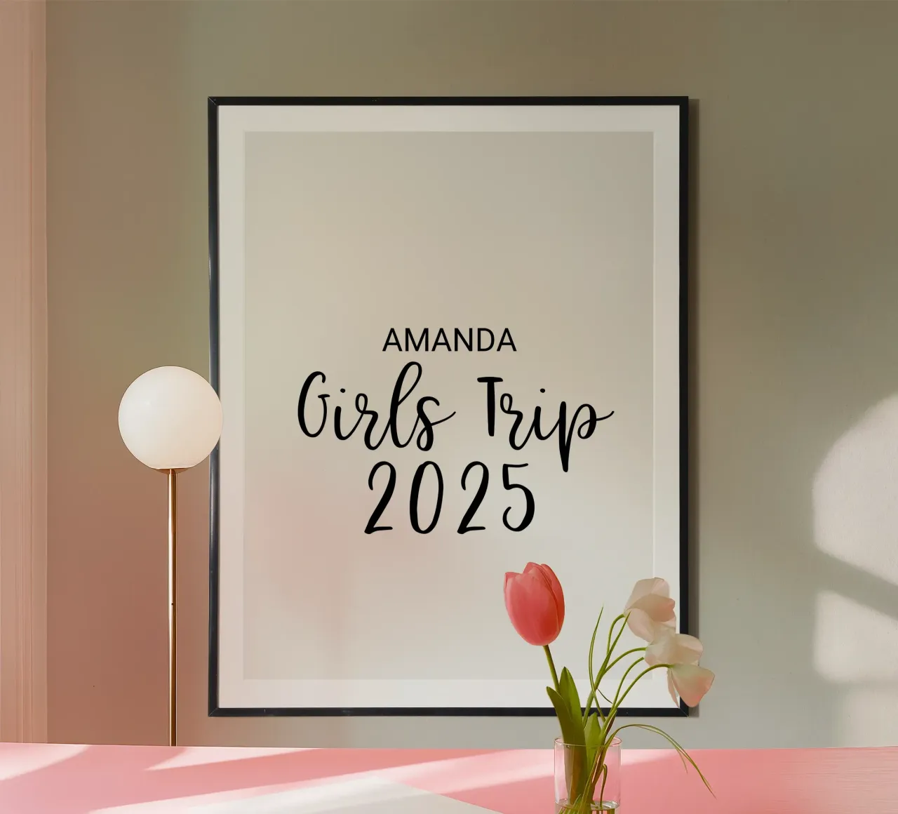Personalized Girls Trip poster with wooden frame by Personalized Art