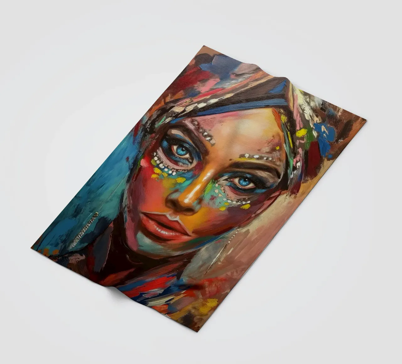 Colourful desert woman fleece blanket by Carinaprint