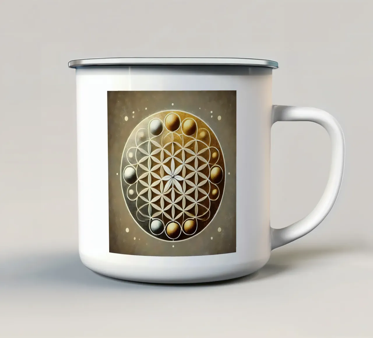 Fiore della vita oro tazza in smalto da spiritual