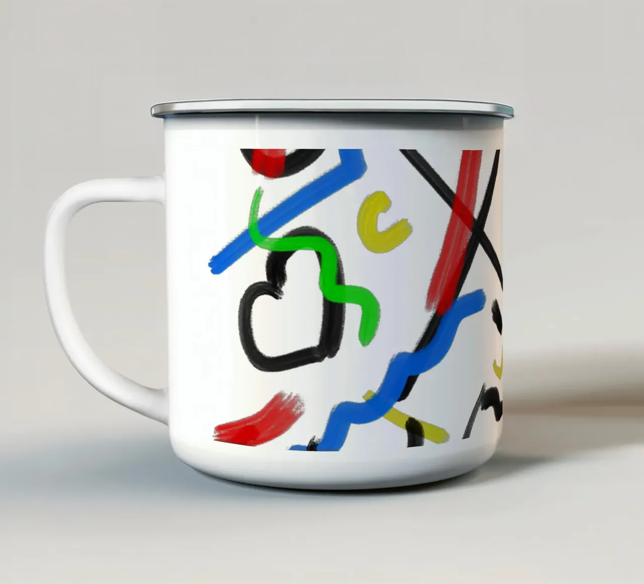 XO Abstract enamel mug by Rezh creations