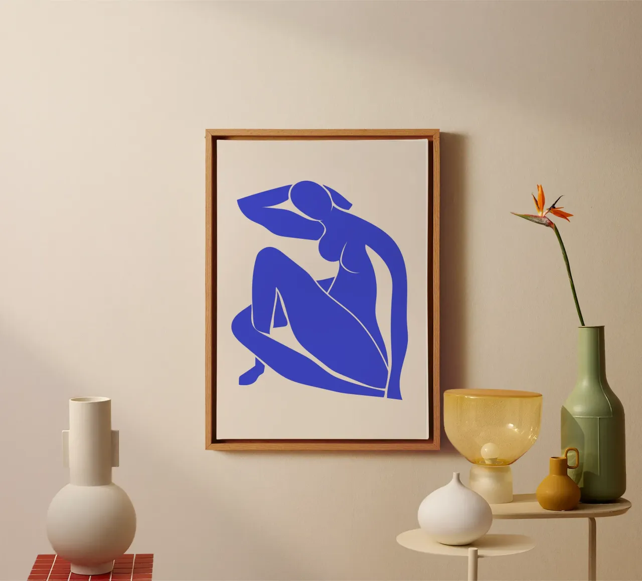 Matisse Ritaglio Donna Blu tela con Cornice a cassetta da pdigitalprints