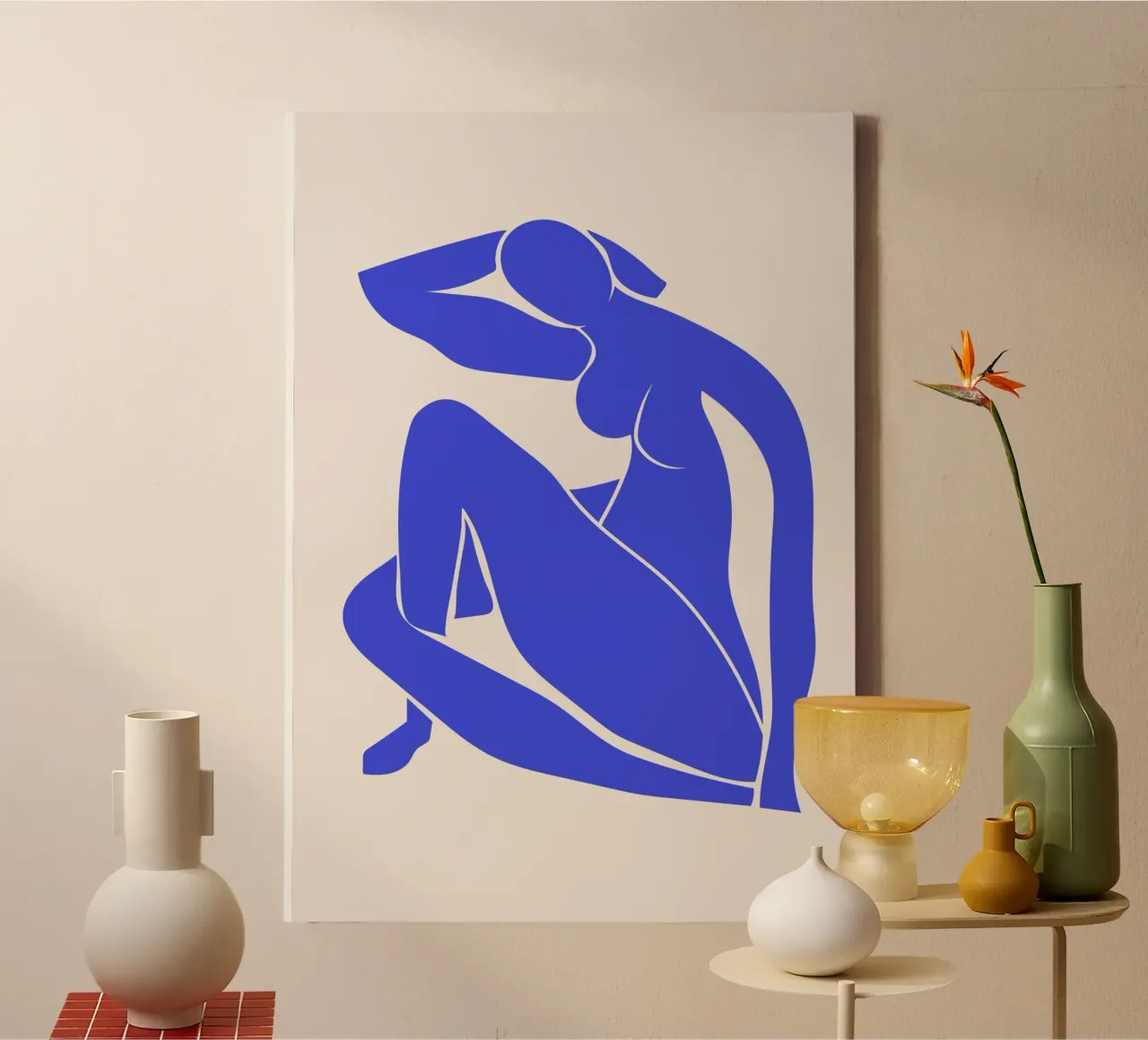 Matisse Ritaglio Donna Blu tela con Cornice a cassetta da pdigitalprints