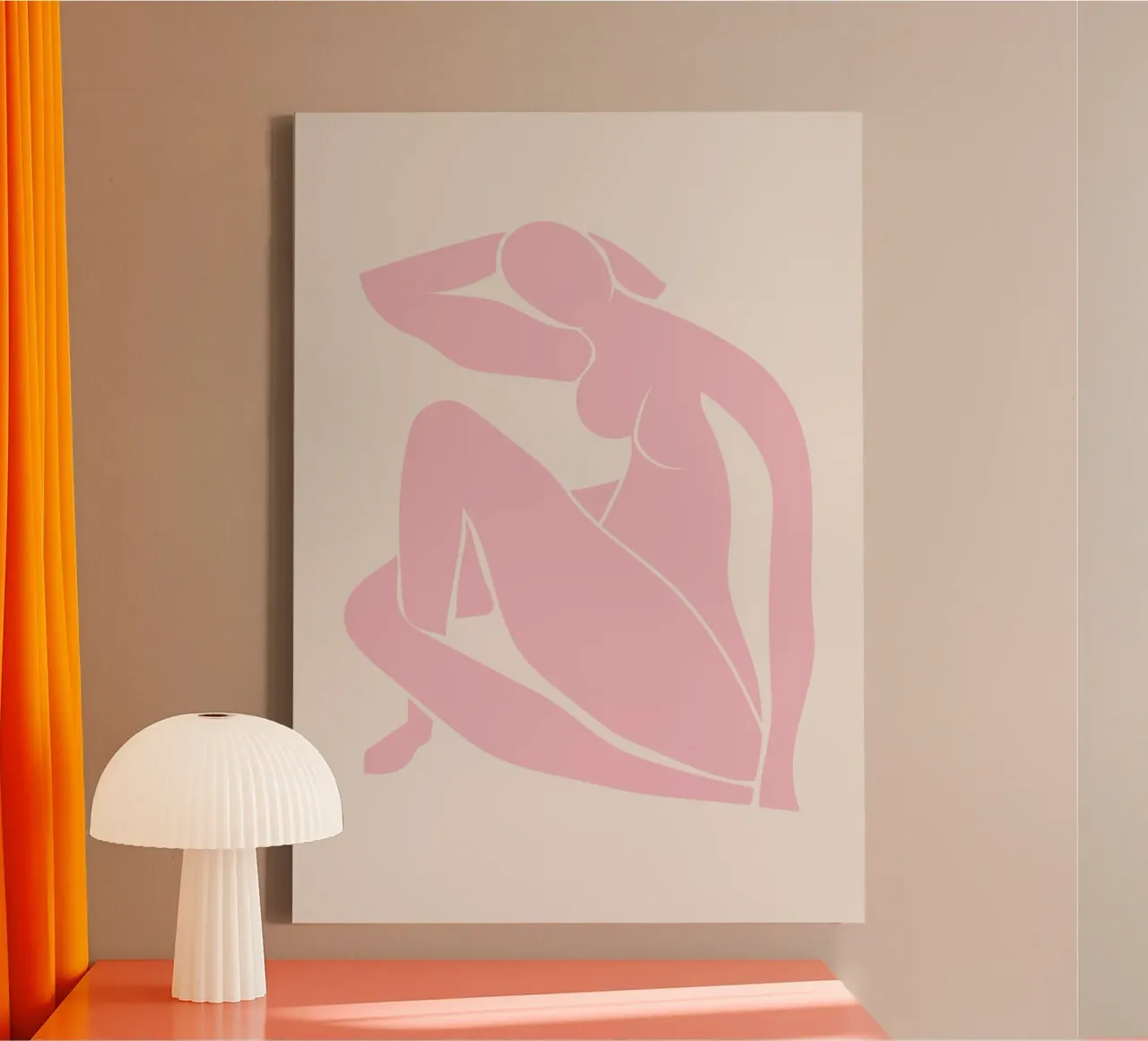 Roze Matisse uitsnede vrouw, Abstract matisse, Roze canvas met Baklijst van pdigitalprints