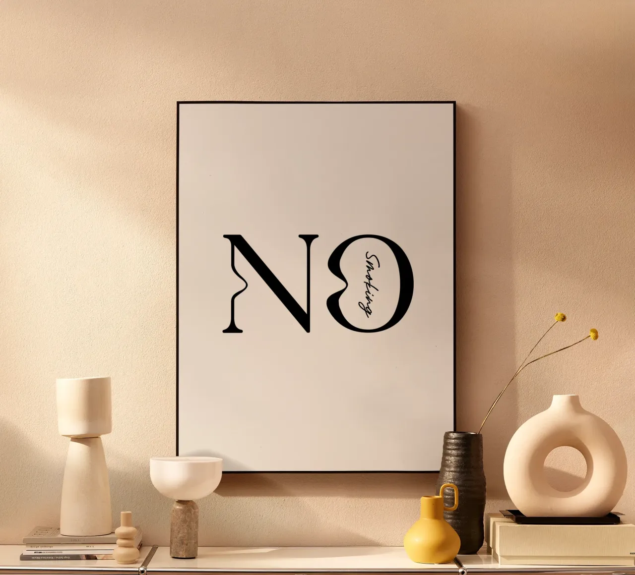 Tipografia semplice No Smoking alluminio dibond da YV TYPOGRAPHY
