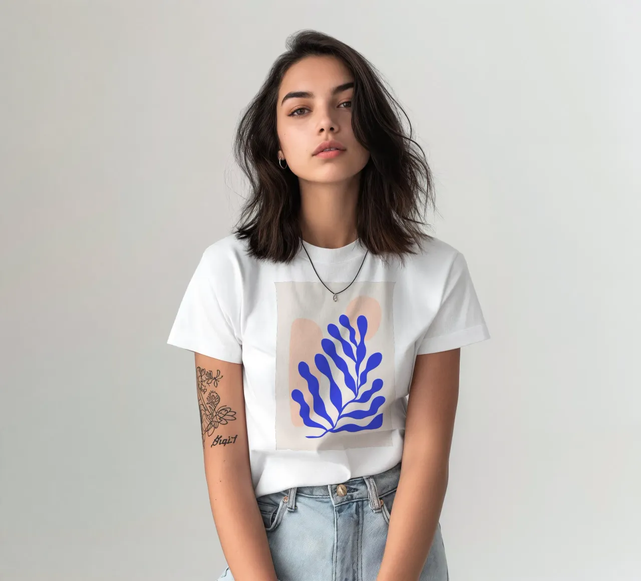 Navy Blue Abstract Botanical Art t-shirt by pdigitalprints