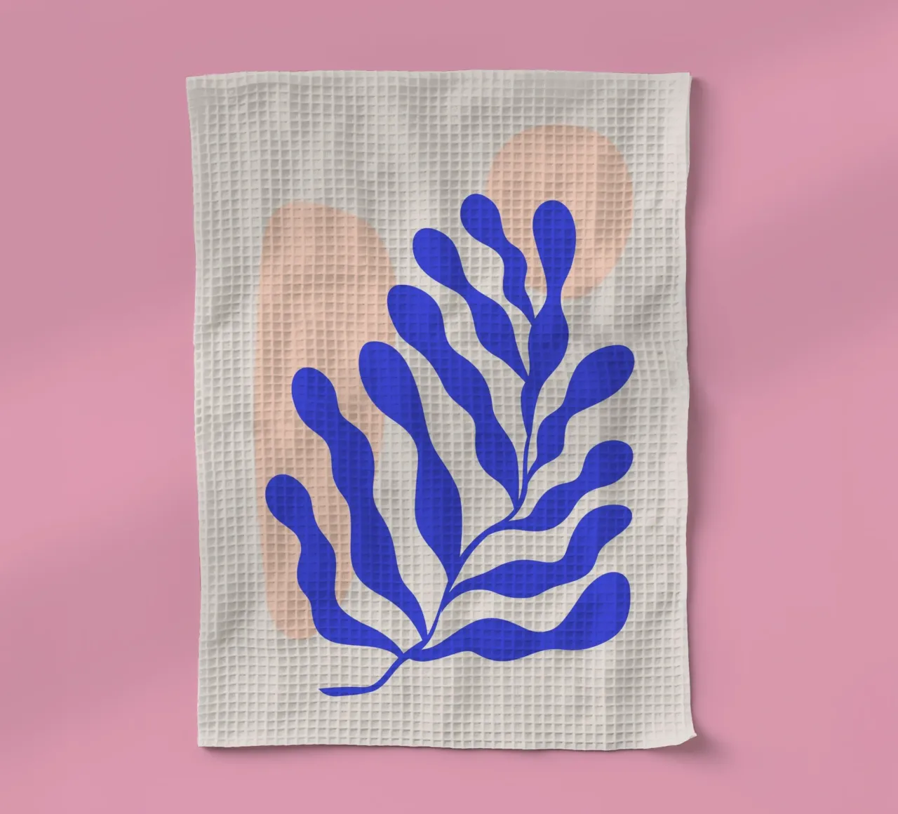 Navy Blue Abstract Botanical Art tea towel by pdigitalprints