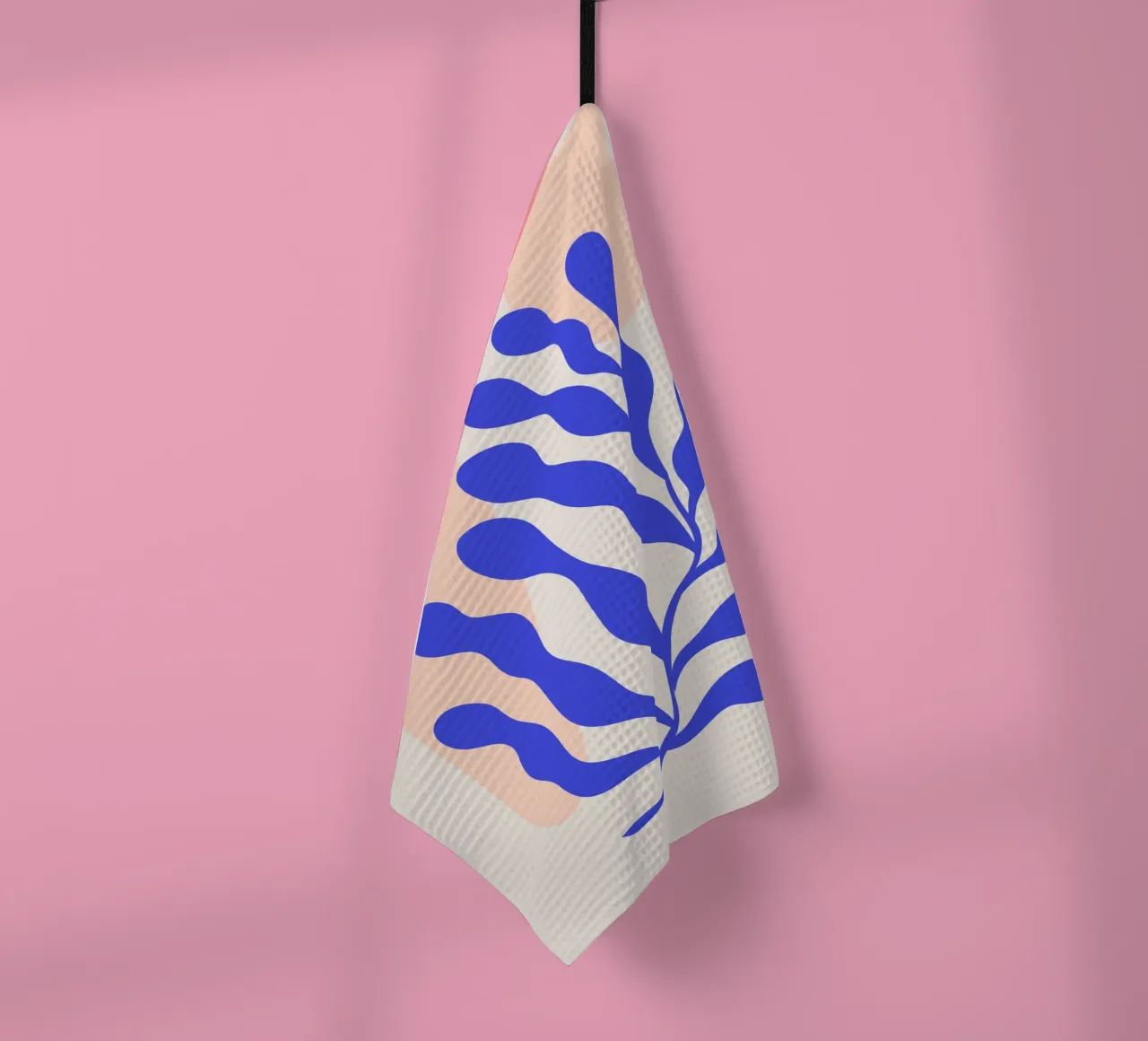 Navy Blue Abstract Botanical Art tea towel by pdigitalprints