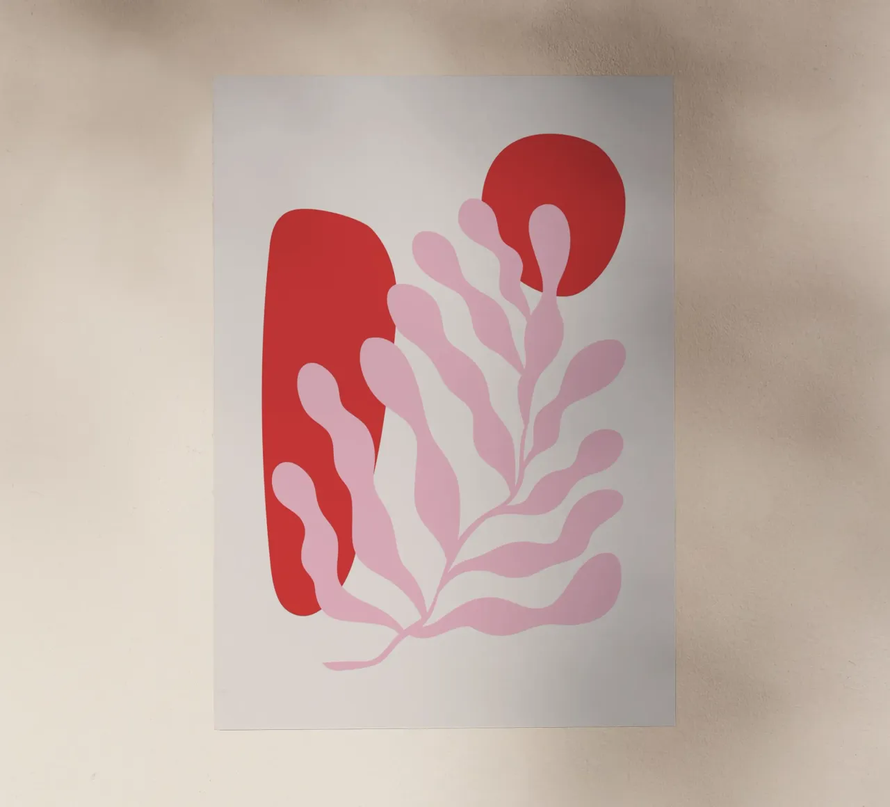Rood en Roze Abstracte Botanische Kunst backlit folie van pdigitalprints