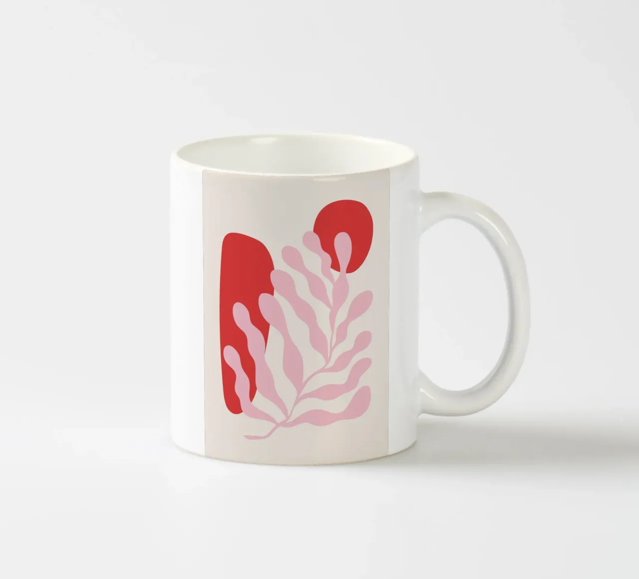 Rood en Roze Abstracte Botanische Kunst keramische mok van pdigitalprints