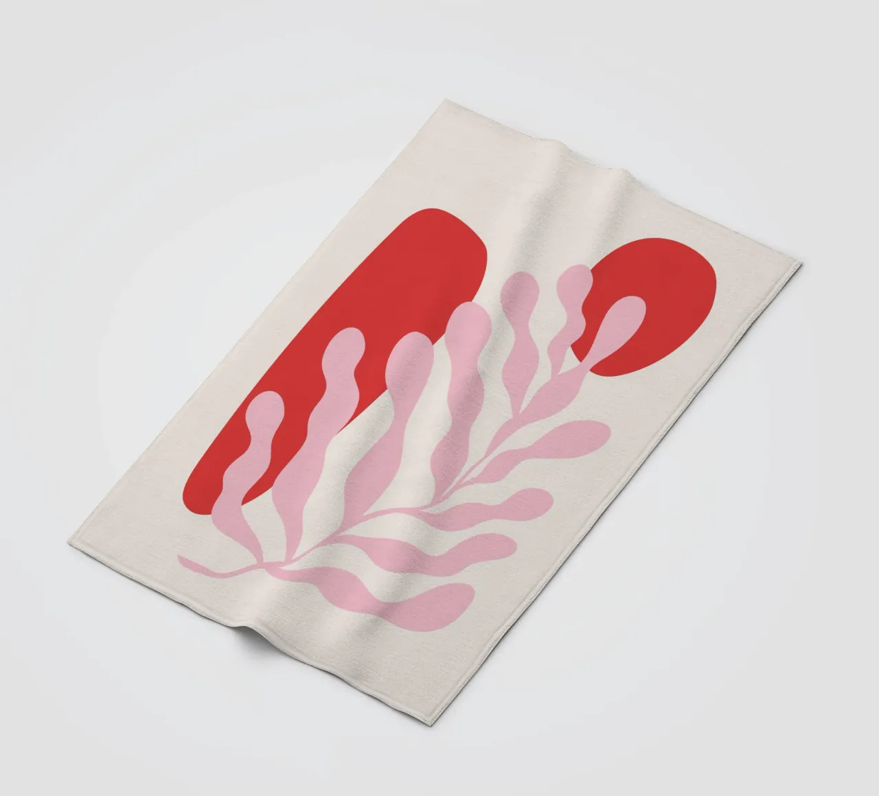 Red and Pink Abstract Botanical Art fleece blanket by pdigitalprints