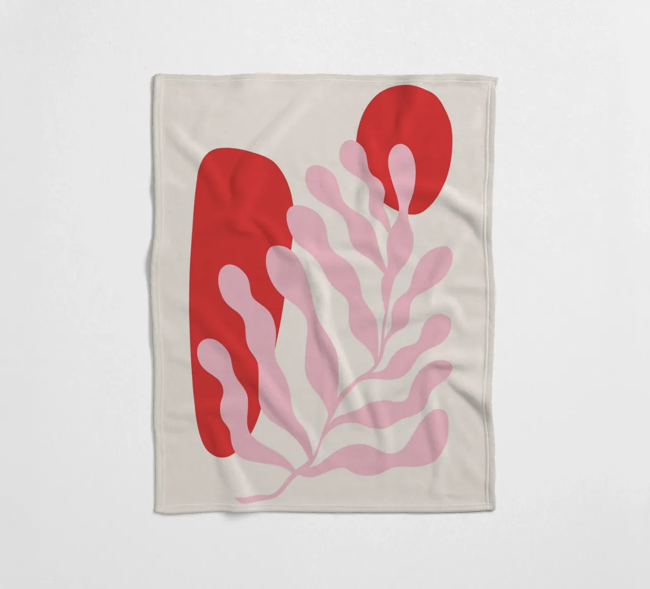 Red and Pink Abstract Botanical Art fleece blanket by pdigitalprints