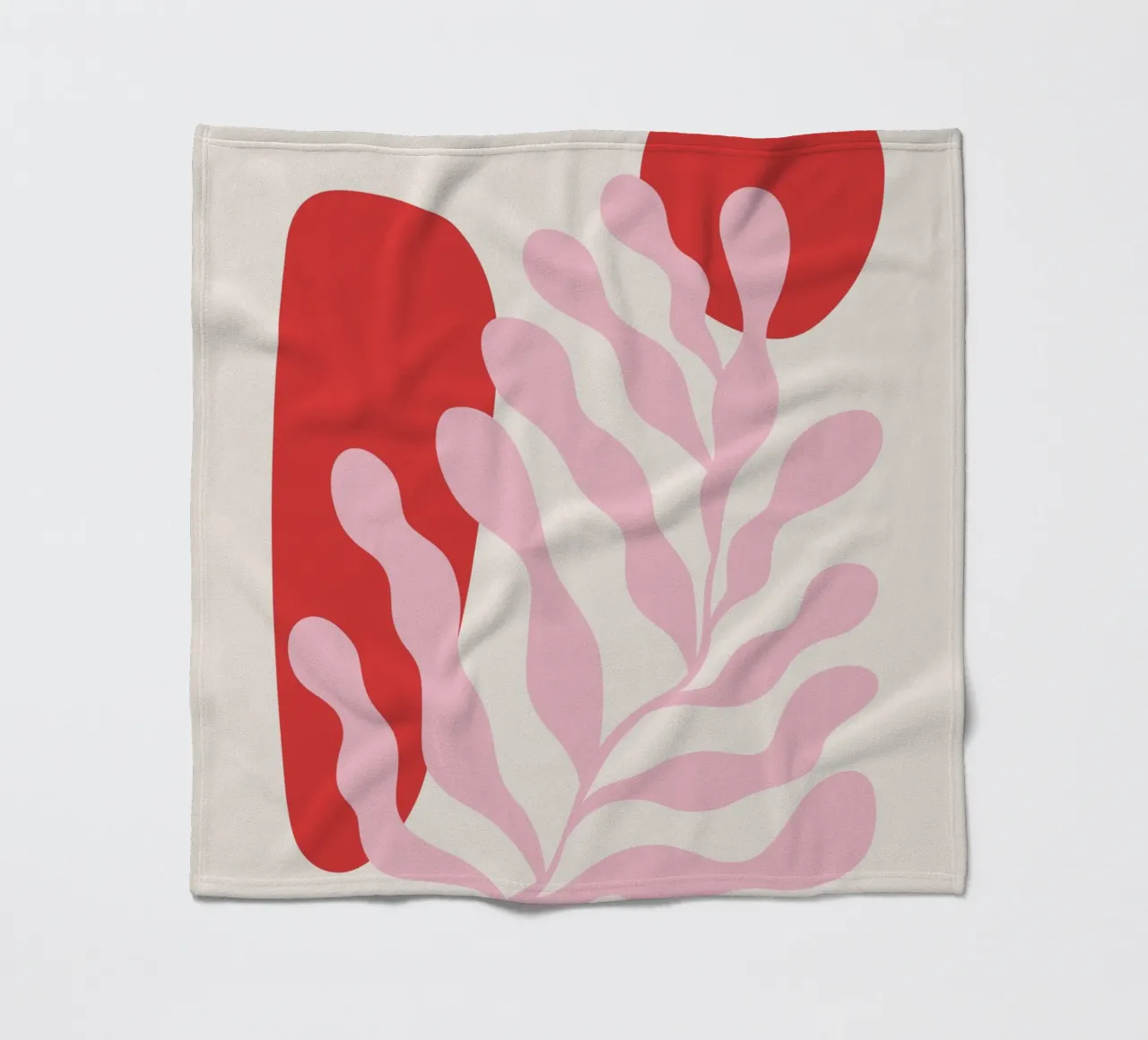 Red and Pink Abstract Botanical Art fleece blanket by pdigitalprints