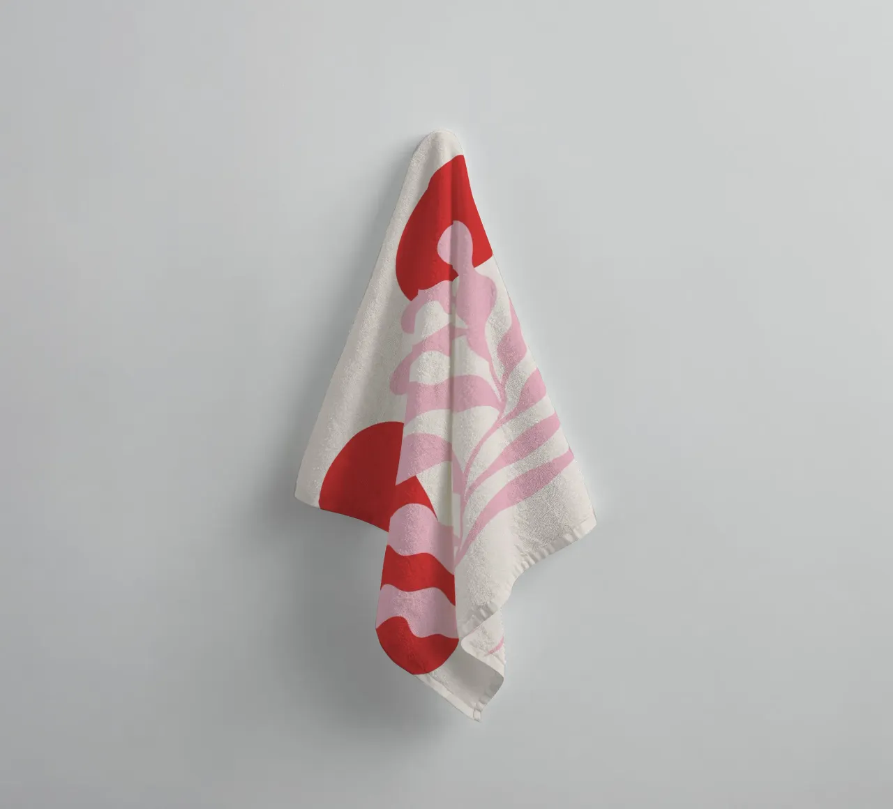 Red and Pink Abstract Botanical Art towel by pdigitalprints