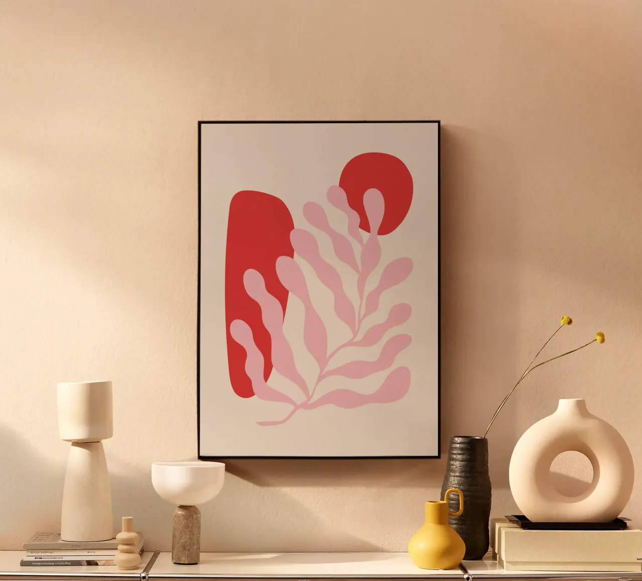 Red and Pink Abstract Botanical Art forex plate by pdigitalprints