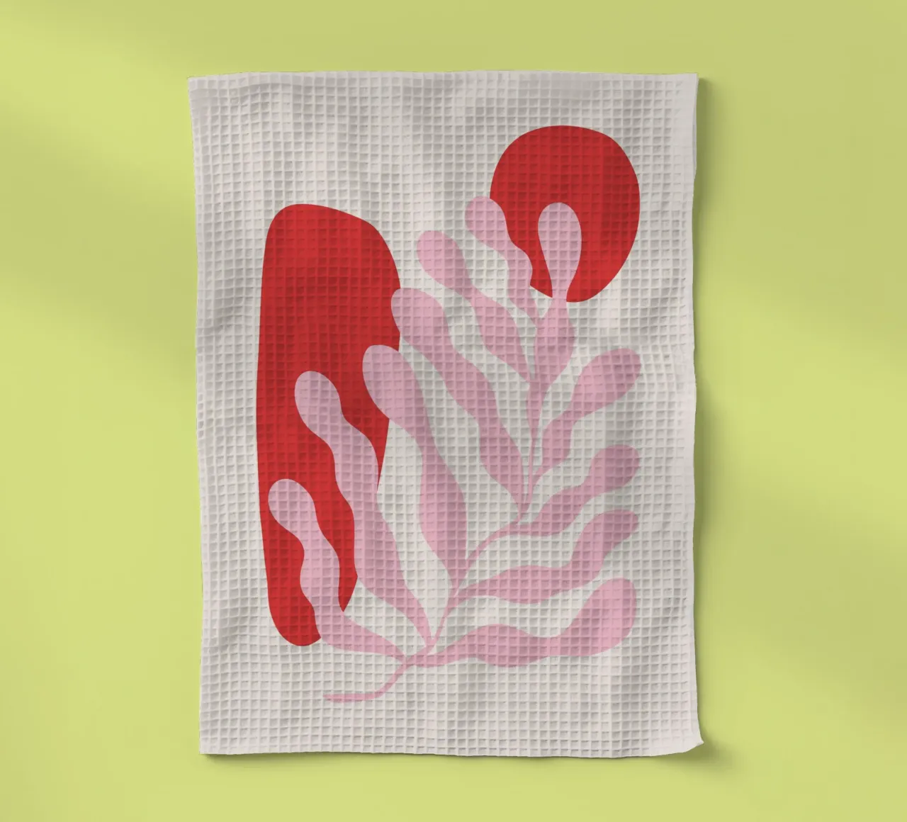 Red and Pink Abstract Botanical Art tea towel by pdigitalprints
