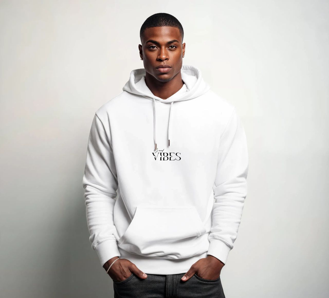 Semplice tipografia Good Vibes felpa con cappuccio da YV TYPOGRAPHY