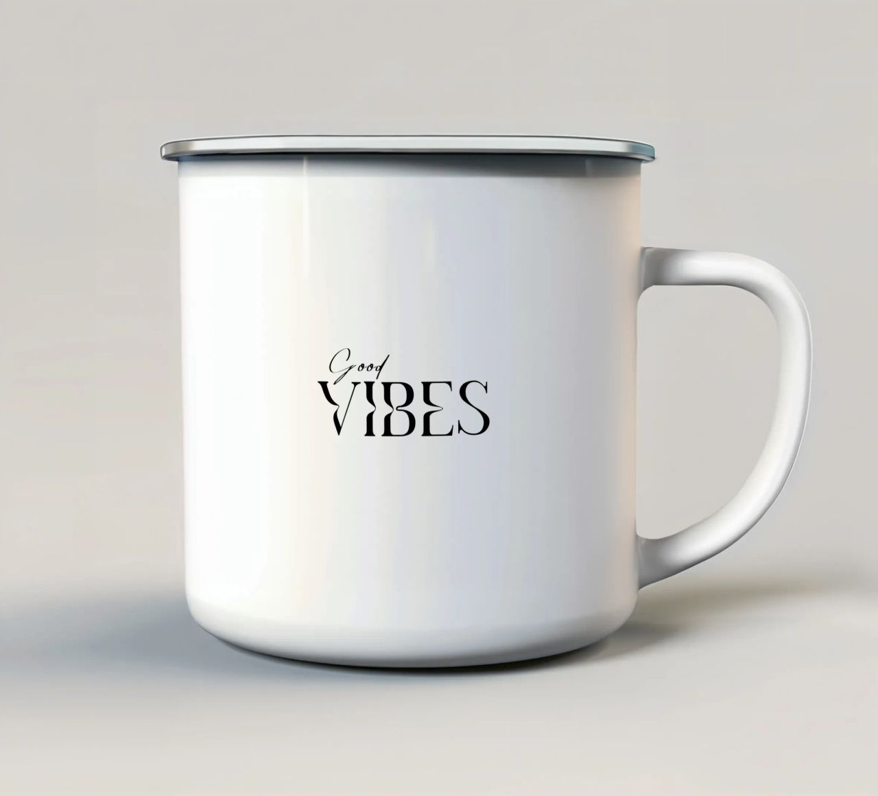 Semplice tipografia Good Vibes tazza in smalto da YV TYPOGRAPHY