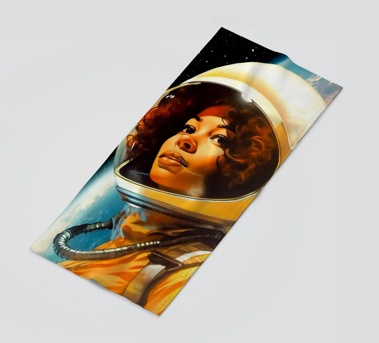 Portrait of a Space Dreamer beach towel by Taudalpoi