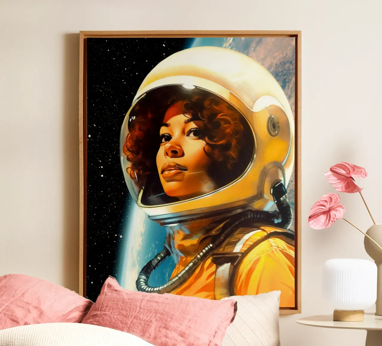 Portrait of a Space Dreamer canvas with Floater frame by Taudalpoi