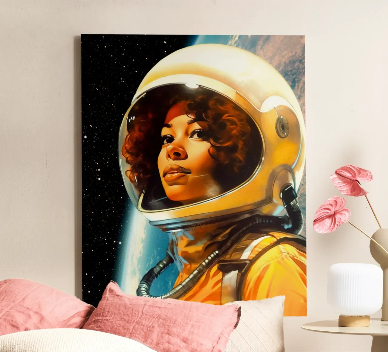 Portrait of a Space Dreamer canvas with Floater frame by Taudalpoi