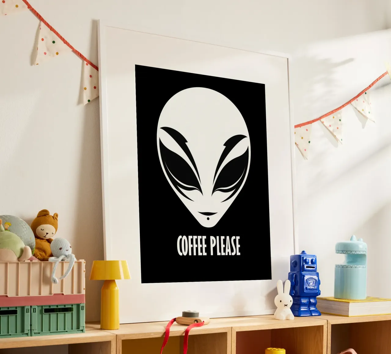 Alien Coffee Break | Camicia Logo o per la cucina poster con telaio in alluminio da Autofocus