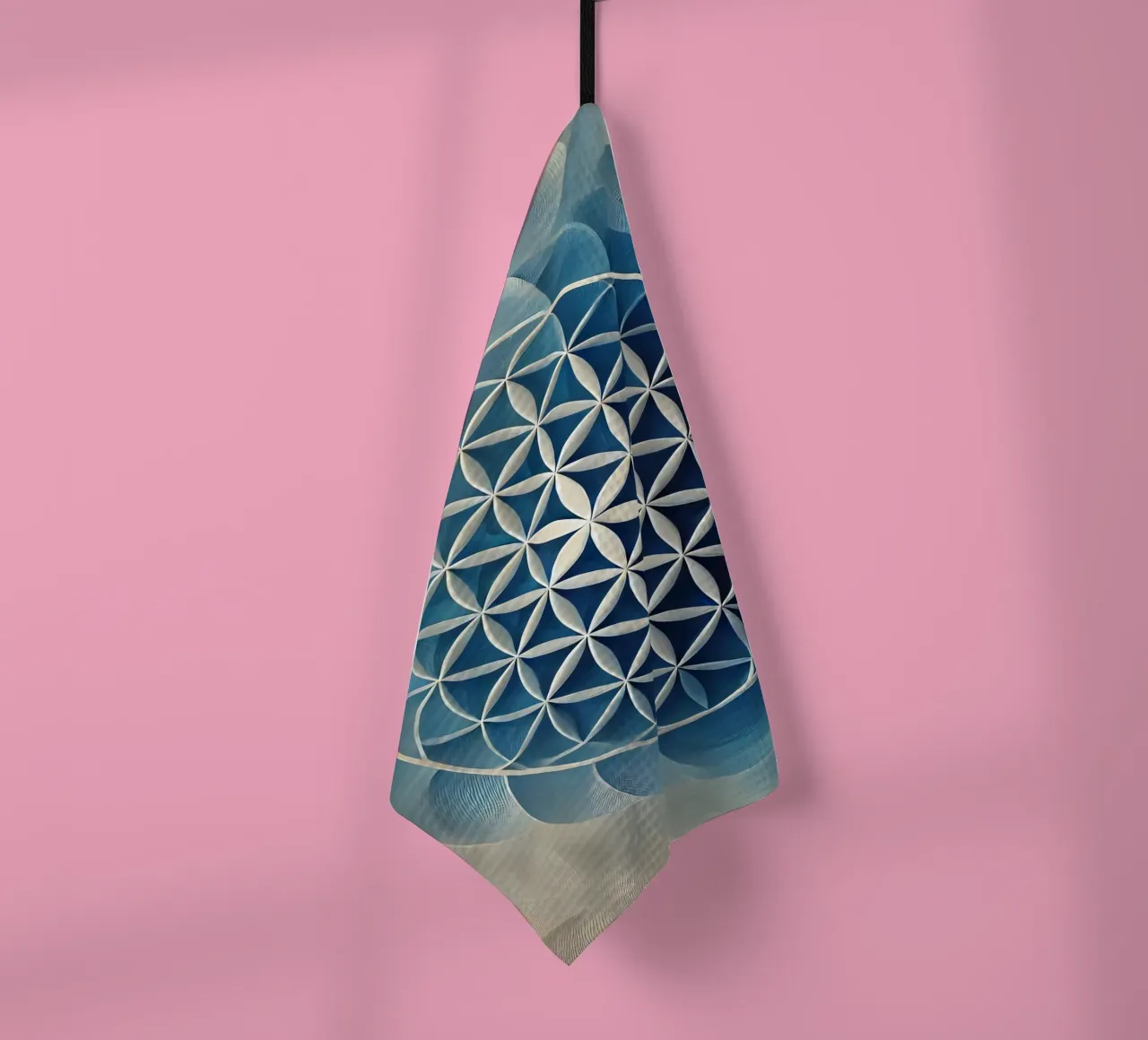 Flower of life blue tea towel by spiritual