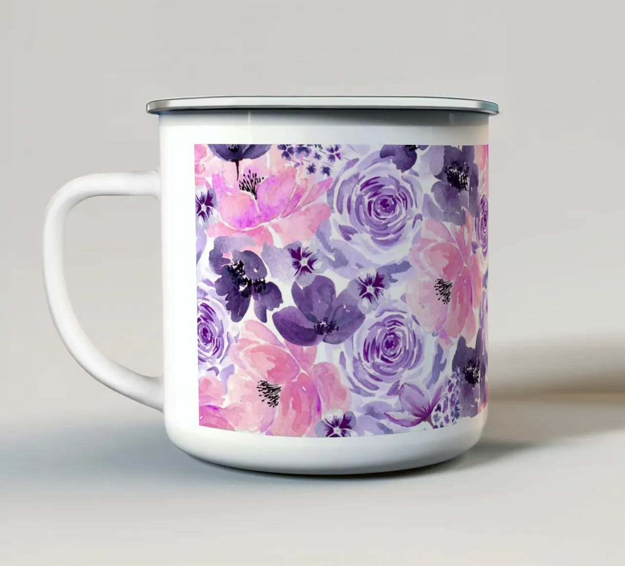 Floral Chaos Purple Small Pattern tazza in smalto da anisillustration