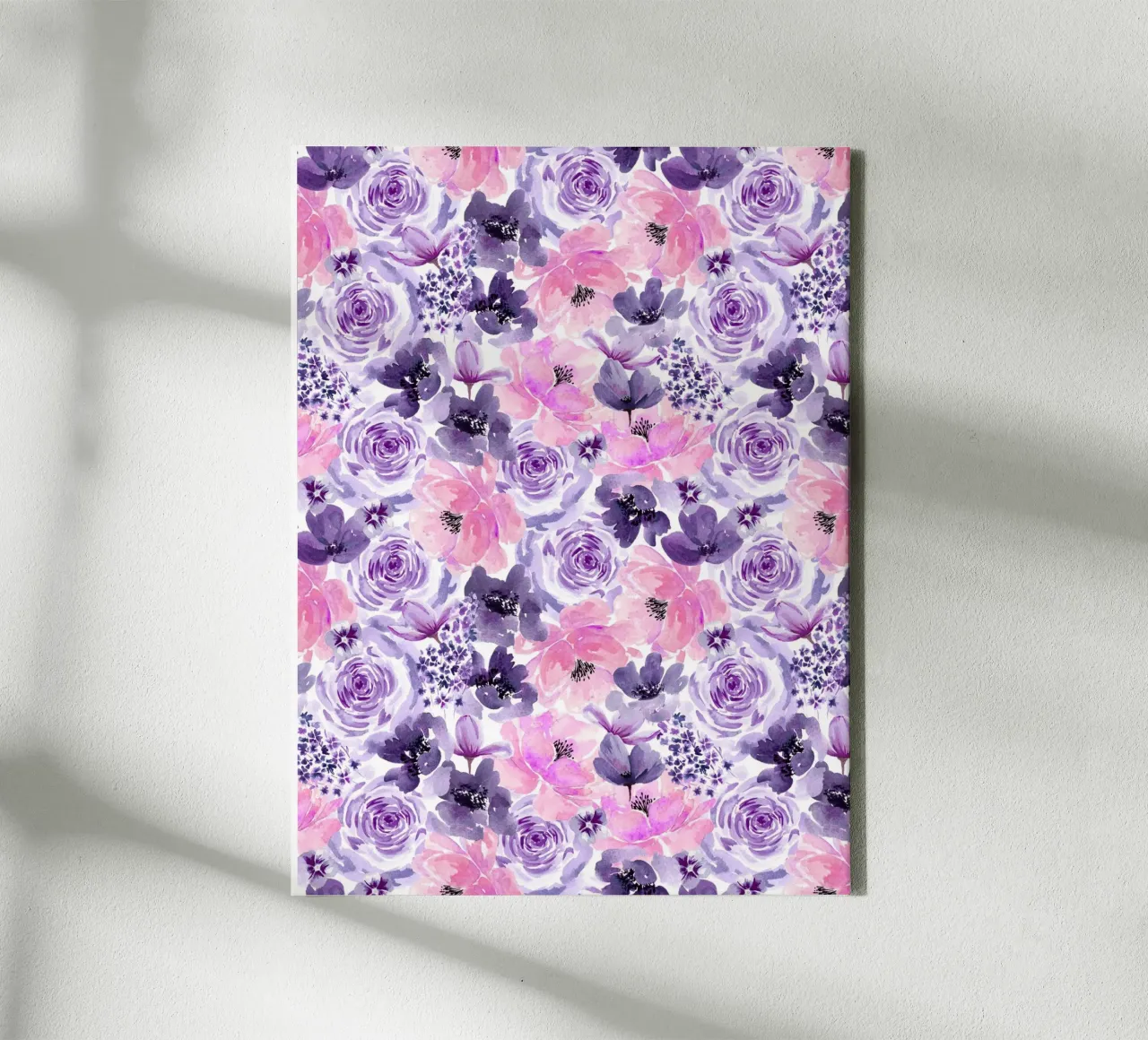 Floral Chaos Purple Small Pattern canvas with Floater frame by anisillustration