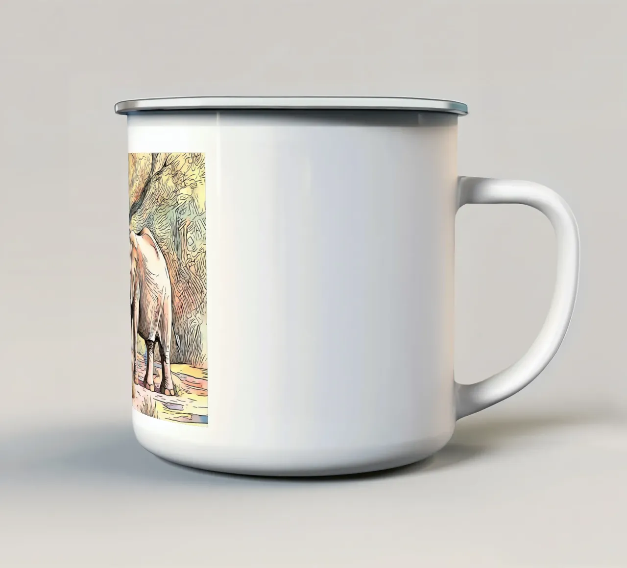 Un safari in Africa, motivo 6 tazza in smalto da ZAMART