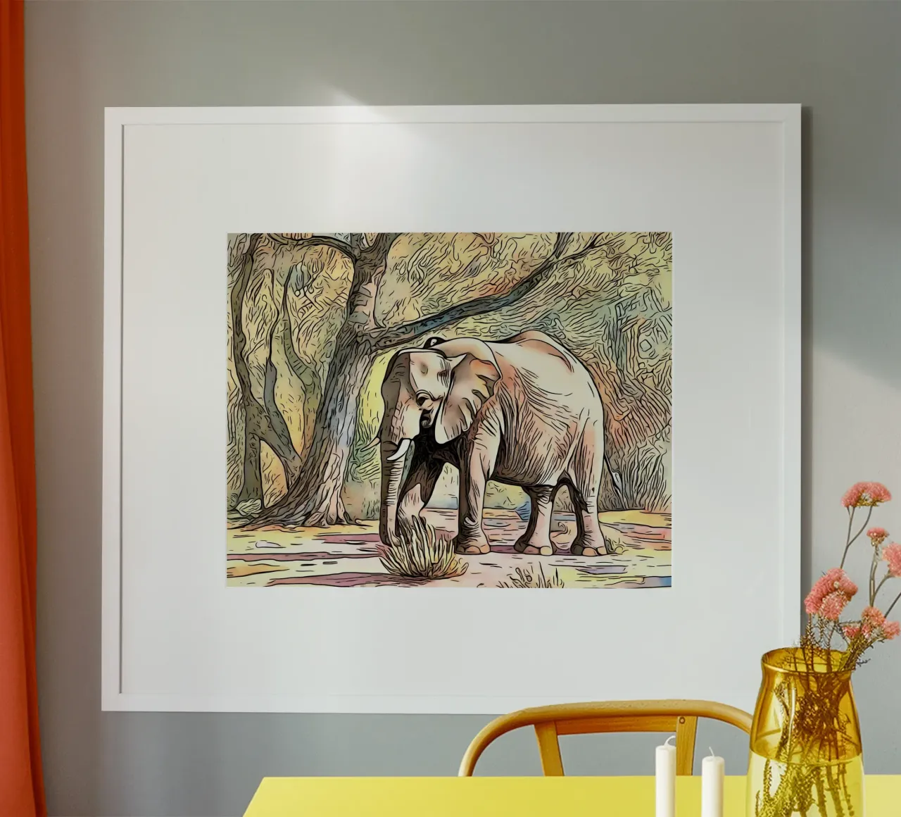 Un safari in Africa, motivo 6 poster con telaio in legno da ZAMART