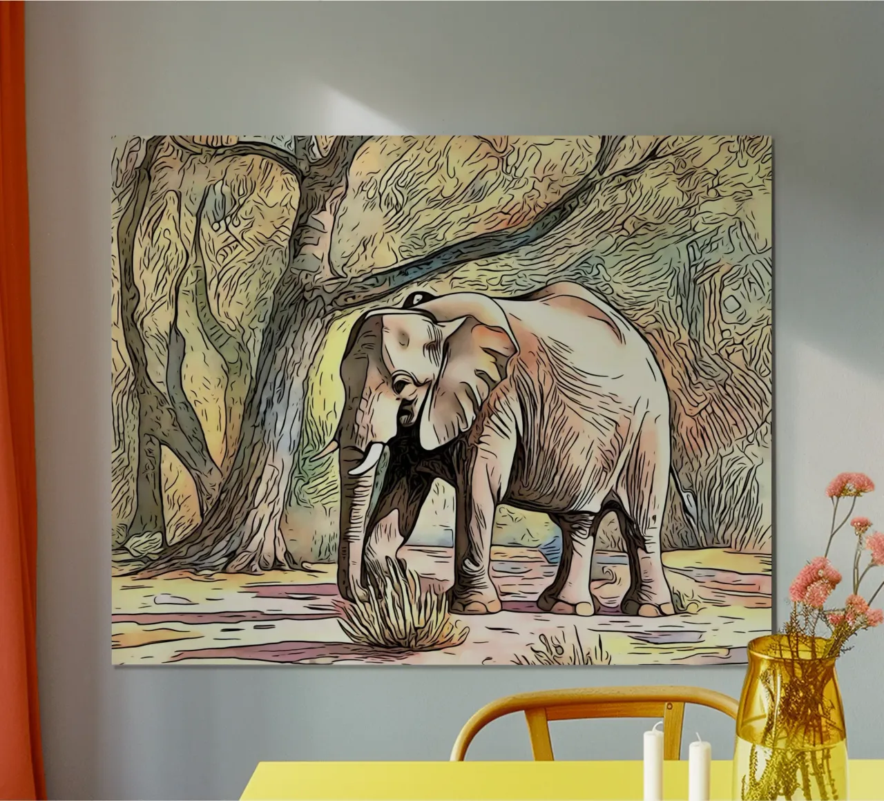 Un safari in Africa, motivo 6 poster con telaio in legno da ZAMART