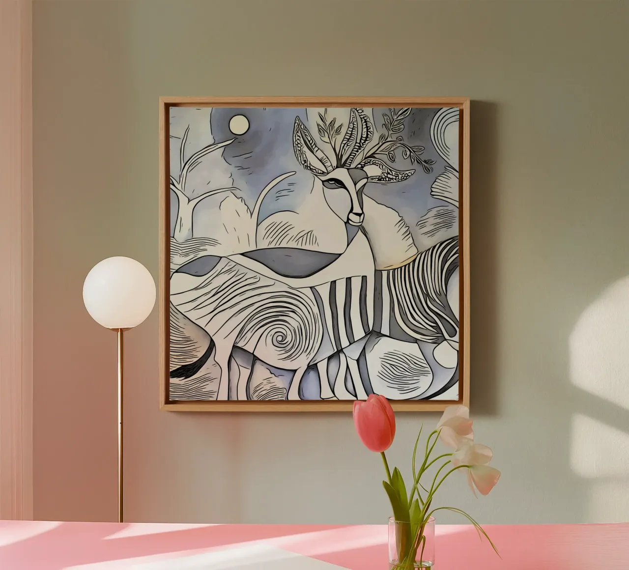 On safari in Africa, motif 7 canvas with Floater frame by ZAMART